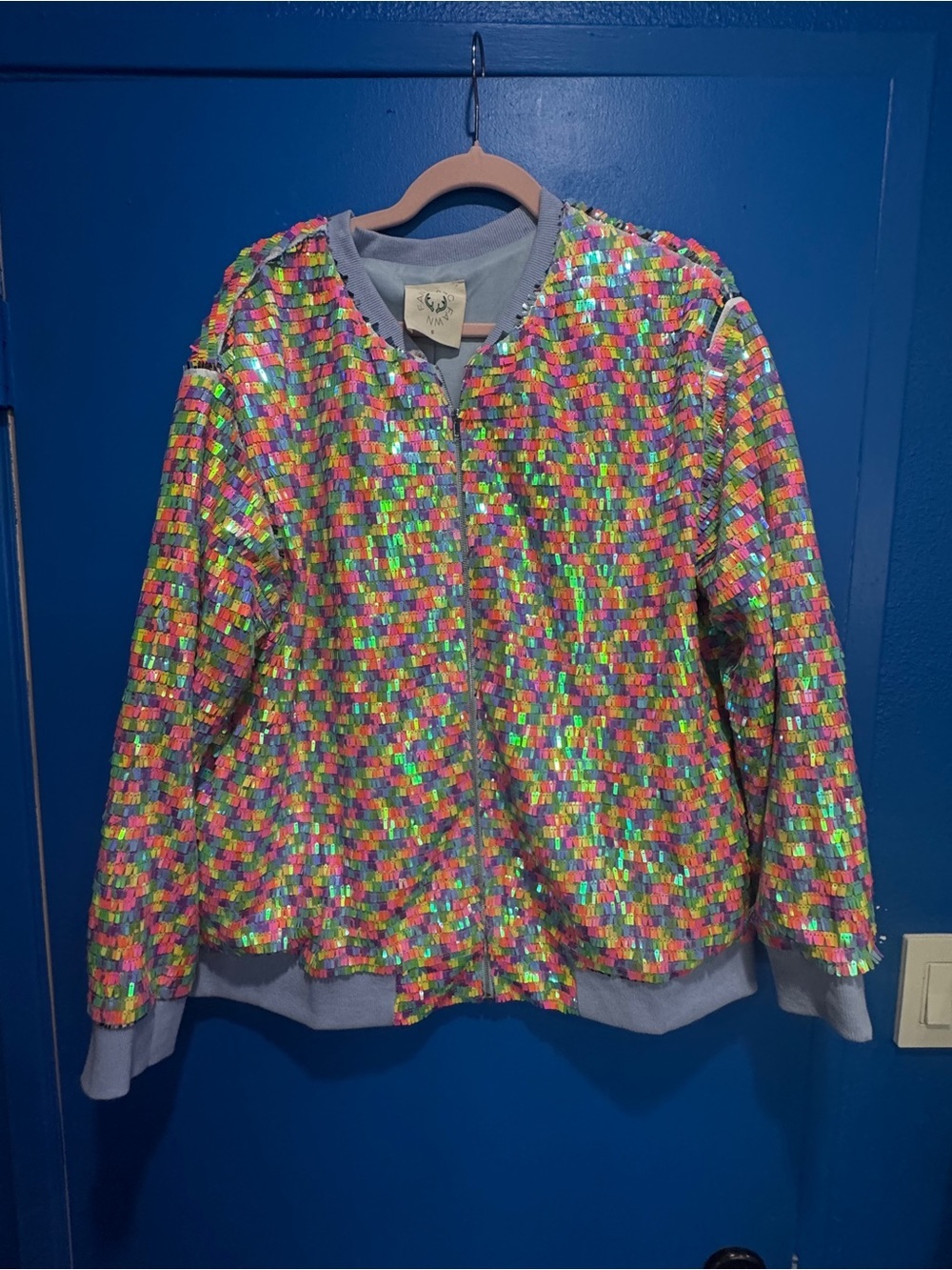 NWOT Multi-Color Sequin Festival Bomber Jacket